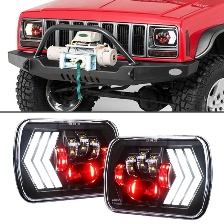2 PCS 5X7 inch Car Modified Red Background LED Square Headlamp for Jeep Wrangler, For Jeep Wrangler(5X7 inch) 2 PCS 5X7 inch Car Modified Red Background LED Square Headlamp for Jeep Wrangler, For Jeep Wrangler(5X7 inch)